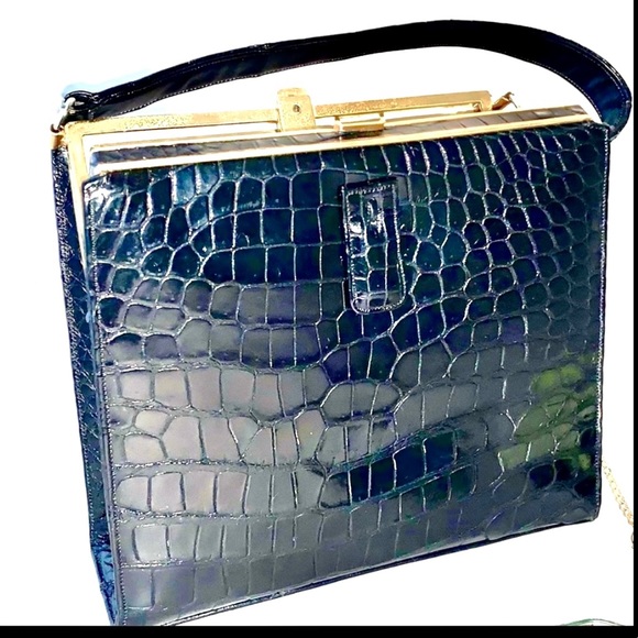 Vintage ALLIGATOR I. Magnin Rendl Original Purse Pristine Handbag - Picture 2 of 16